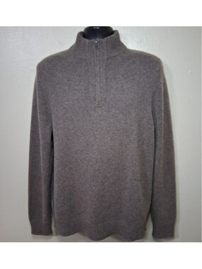 Naked Cashmere Phillip Men's XL Sweater 1/4 Zip Mock Neck Long Sleeve Adobe